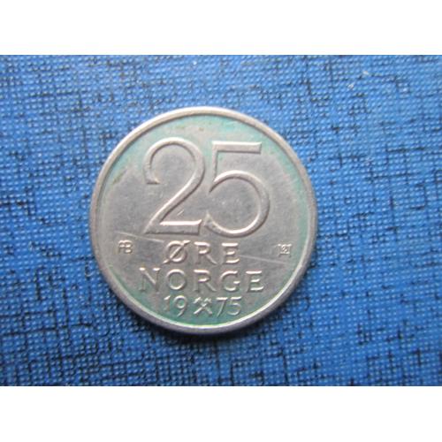 Монета 25 эре Норвегия 1975