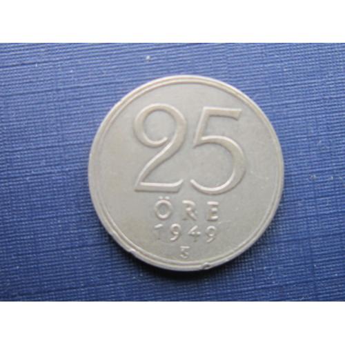 Монета 25 эре Швеция 1949 серебро