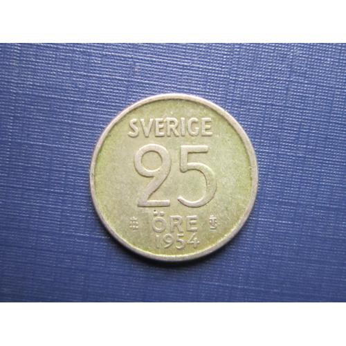 Монета 25 эре Швеция 1954 серебро
