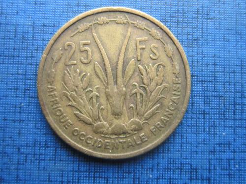 монета 25 франков Франзузская Западная Африка 1956 фауна антилопа