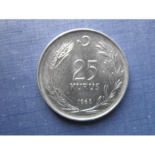 Монета 25 куруш Турция 1968 состояние