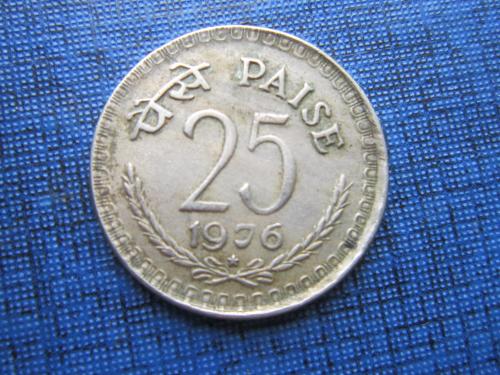 Монета 25 пайсов Индия 1976 Хайдарабад раскол штампа на аверсе