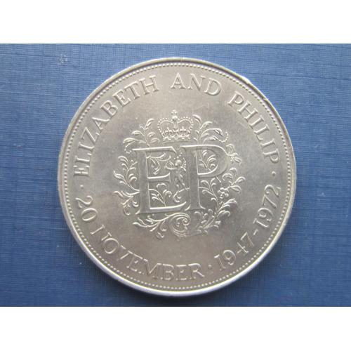 Монета 25 пенсов крона Великобритания 1972 25 лет свадьбы Елизаветы II и Филиппа