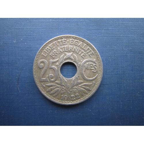 Монета 25 сантимів Франція 1922