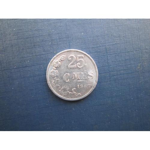 Монета 25 сантимів Люксембург 1967