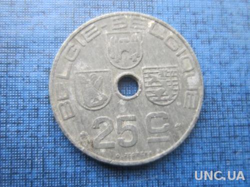 монета 25 сантимов Бельгия 1944 цинк оккупация
