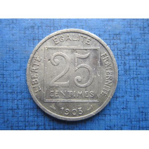 Монета 25 сантимов Франция 1903