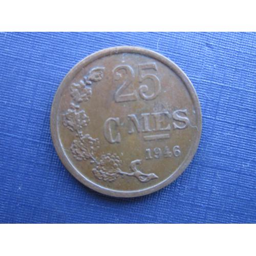 Монета 25 сантимов Люксембург 1946