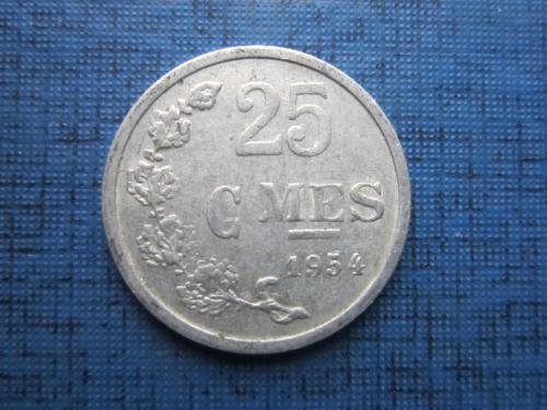 Монета 25 сантимов Люксембург 1954
