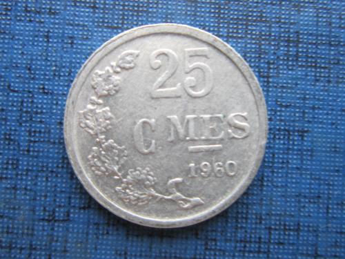 Монета 25 сантимов Люксембург 1960
