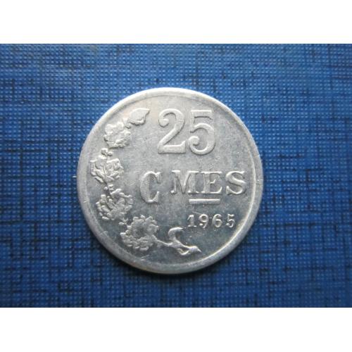 Монета 25 сантимов Люксембург 1965