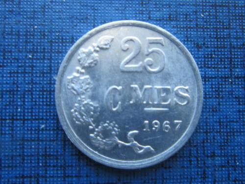 монета 25 сантимов Люксембург 1967 состояние