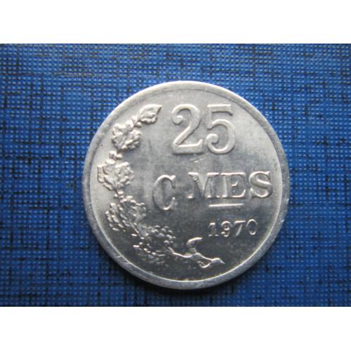 Монета 25 сантимов Люксембург 1970