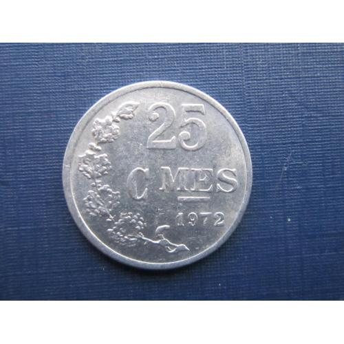 Монета 25 сантимов Люксембург 1972