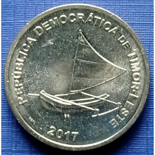 Монета 25 сентаво Восточный Тимор 2017 корабль парусник лодка
