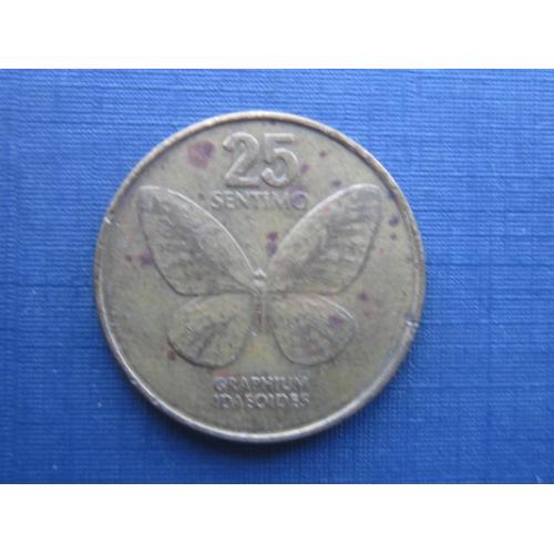 Монета 25 сентимо Филиппины 1986 фауна бабочка большая