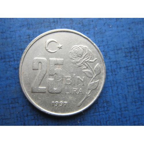 Монета 25000 лир Турция 1997