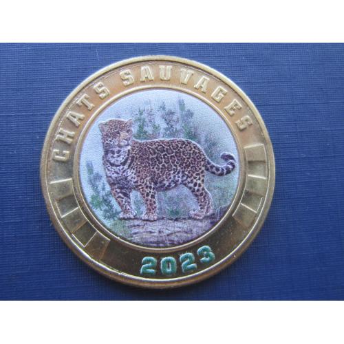 Монета 3 франка Остров Тромлен Франция 2023 фауна леопард
