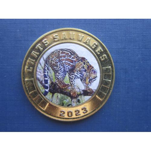 Монета 3 франка Остров Тромлен Франция (Маврикий) 2023 фауна дикая кошка оцелот