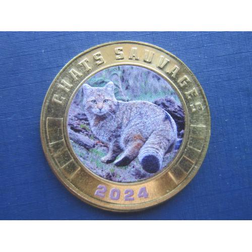 Монета 3 франка Остров Тромлен Франция (Маврикий) 2024 фауна дикий лесной кот