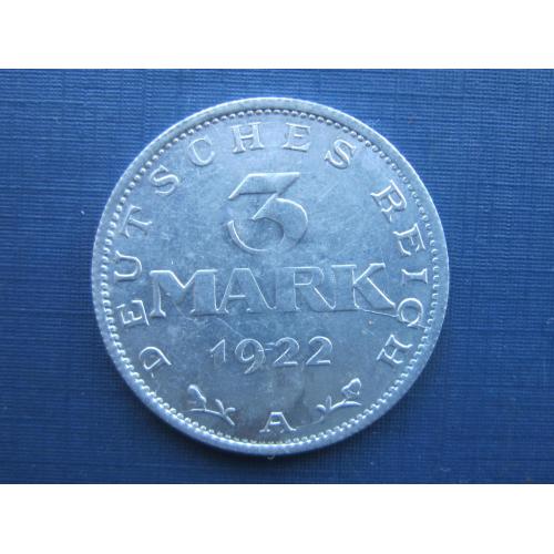 Монета 3 марки Германия 1922 А