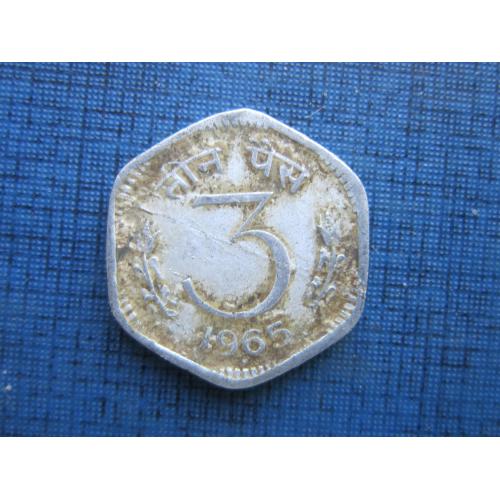 Монета 3 пайса Индия 1965 Нойда