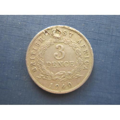 Монета 3 пенса Британская Западная Африка 1940 по фото