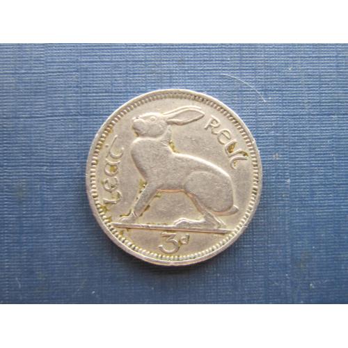 Монета 3 пенса Ирландия 1953 фауна заяц кролик