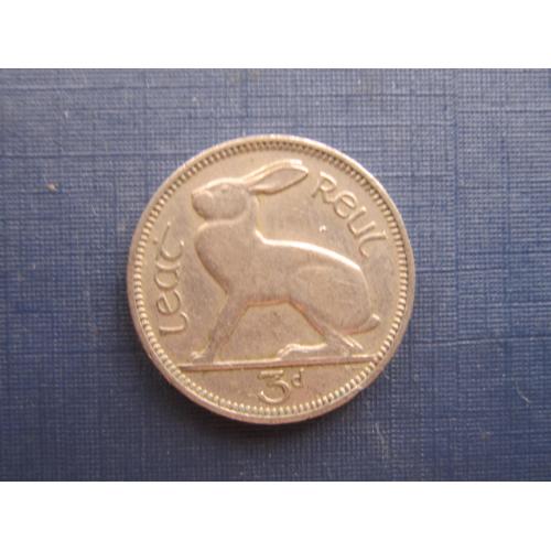 Монета 3 пенса Ирландия 1962 фауна заяц кролик