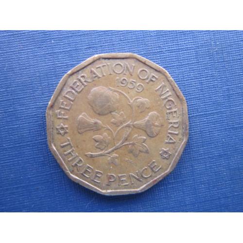 Монета 3 пенса Нигерия Британская 1959
