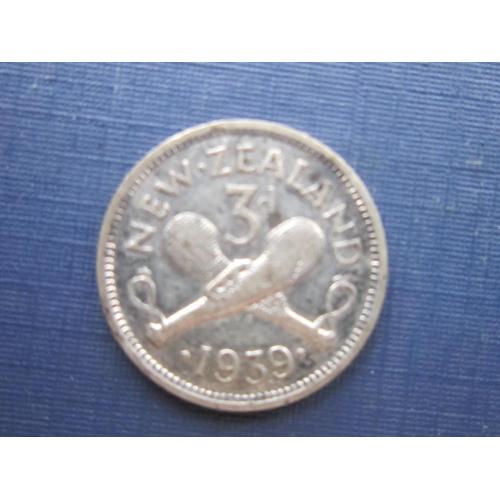 Монета 3 пенса Новая Зеландия 1939 серебро