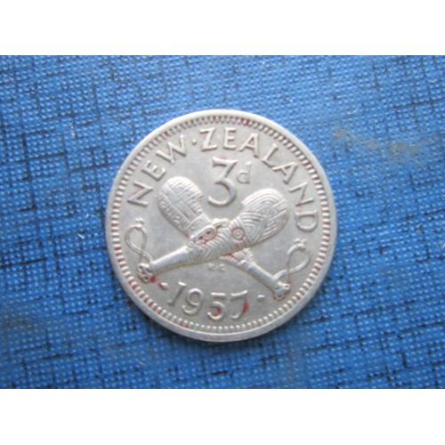 Монета 3 пенса Новая Зеландия 1957