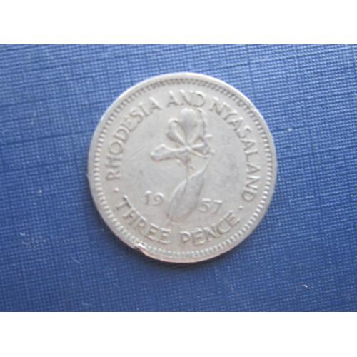 Монета 3 пенса Родезия и Ньясаленд Британские 1957