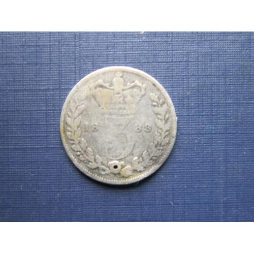 Монета 3 пенса Великобритания 1883 Виктория серебро как есть