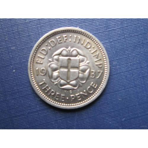 Монета 3 пенса Великобритания 1937 серебро