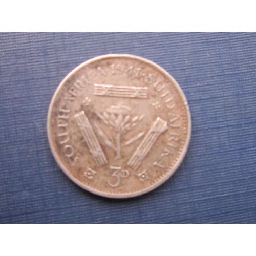 Монета 3 пенса ЮАР 1941 серебро