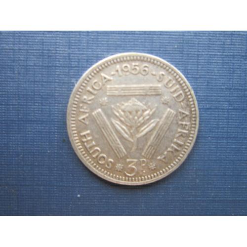 Монета 3 пенса ЮАР Британская 1956 серебро