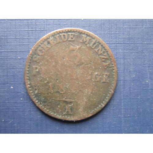 Монета 3 пфеннига Германия Пруссия 1865 А как есть