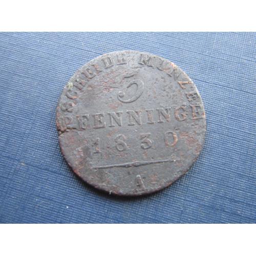 Монета 3 пфеннига Пруссия Германия 1830 А