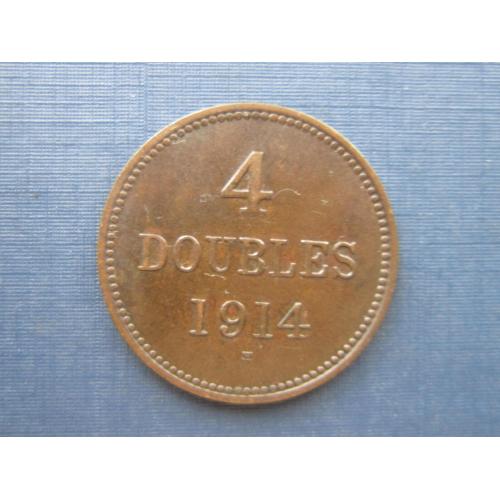 Монета 4 дубля Гернси Великобритания Англия 1914 состояние