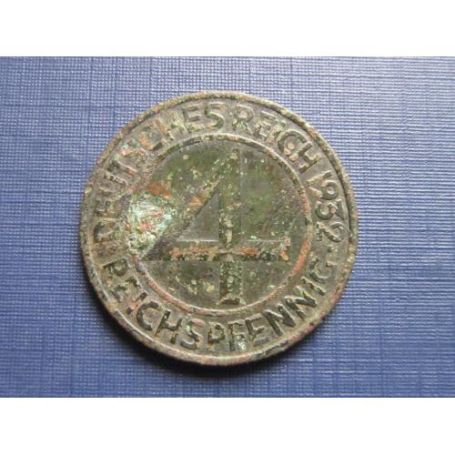 Монета 4 пфеннига Германия 1932 А