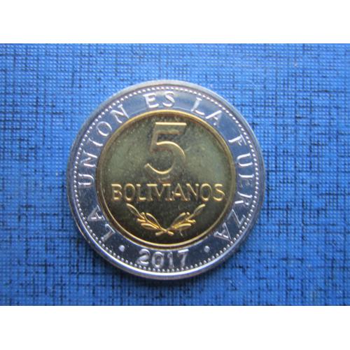 Монета 5 боливано Боливия 2017 состояние