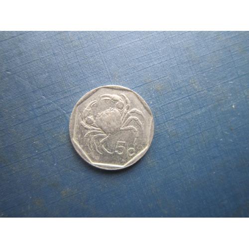 Монета 5 центів Мальта 1991 фауна краб