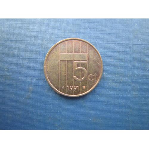 Монета 5 центів Нідерланди 1991