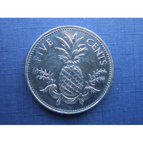 Монета 5 центов Багамы Багамские острова 2005 ананас
