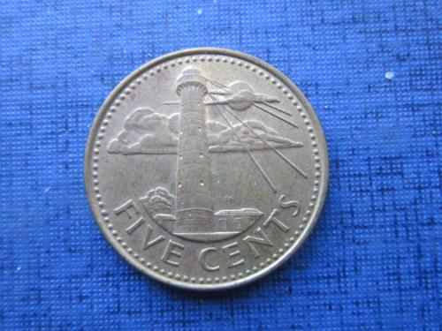 Монета 5 центов Барбадос 1988 флот маяк