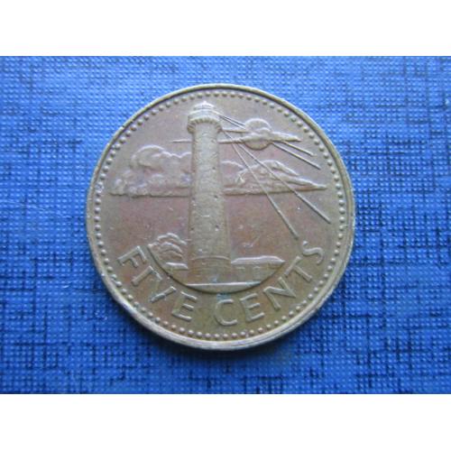 Монета 5 центов Барбадос 1994 флот маяк
