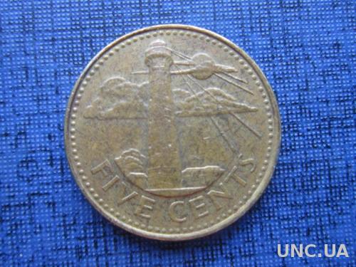 монета 5 центов Барбадос 1997
