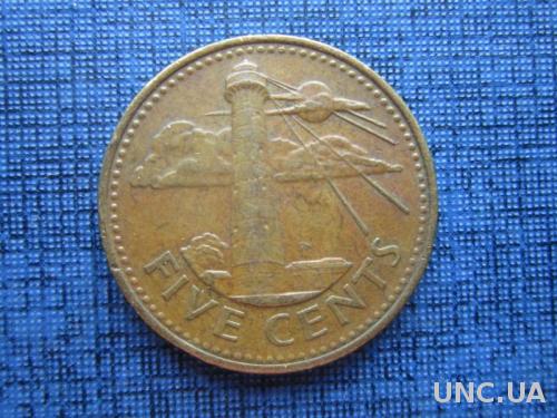 монета 5 центов Барбадос 2001
