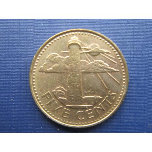 Монета 5 центов Барбадос 2002 маяк флот
